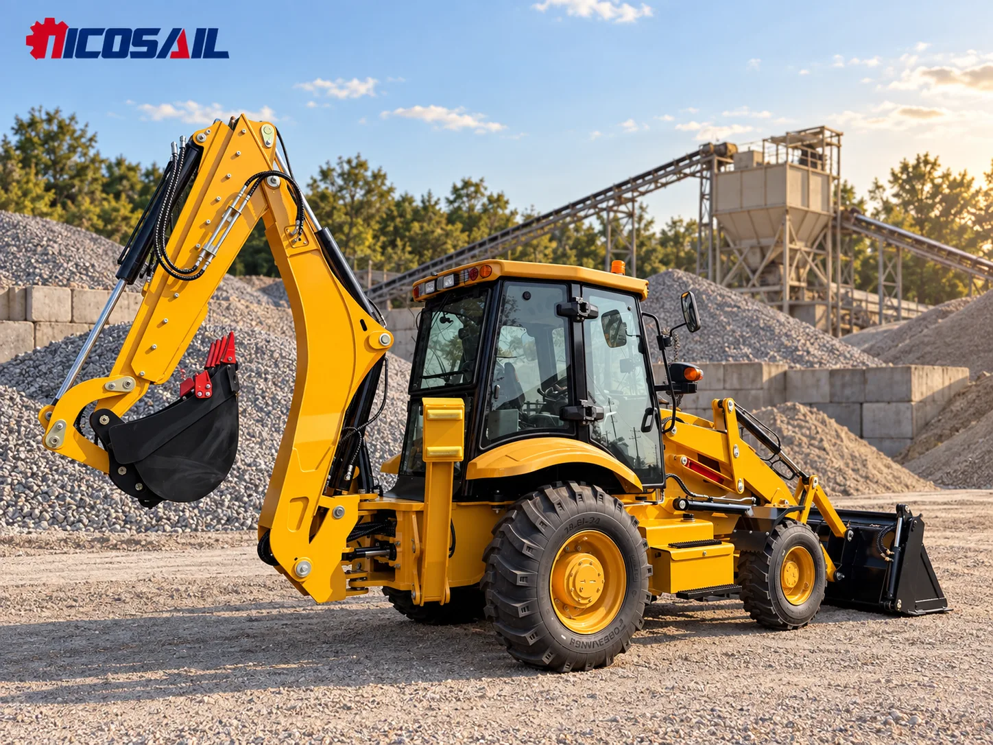 NICOSAIL 388 7.8 Ton Backhoe Loader with Side Shift for Construction, Trenching and Material Handling